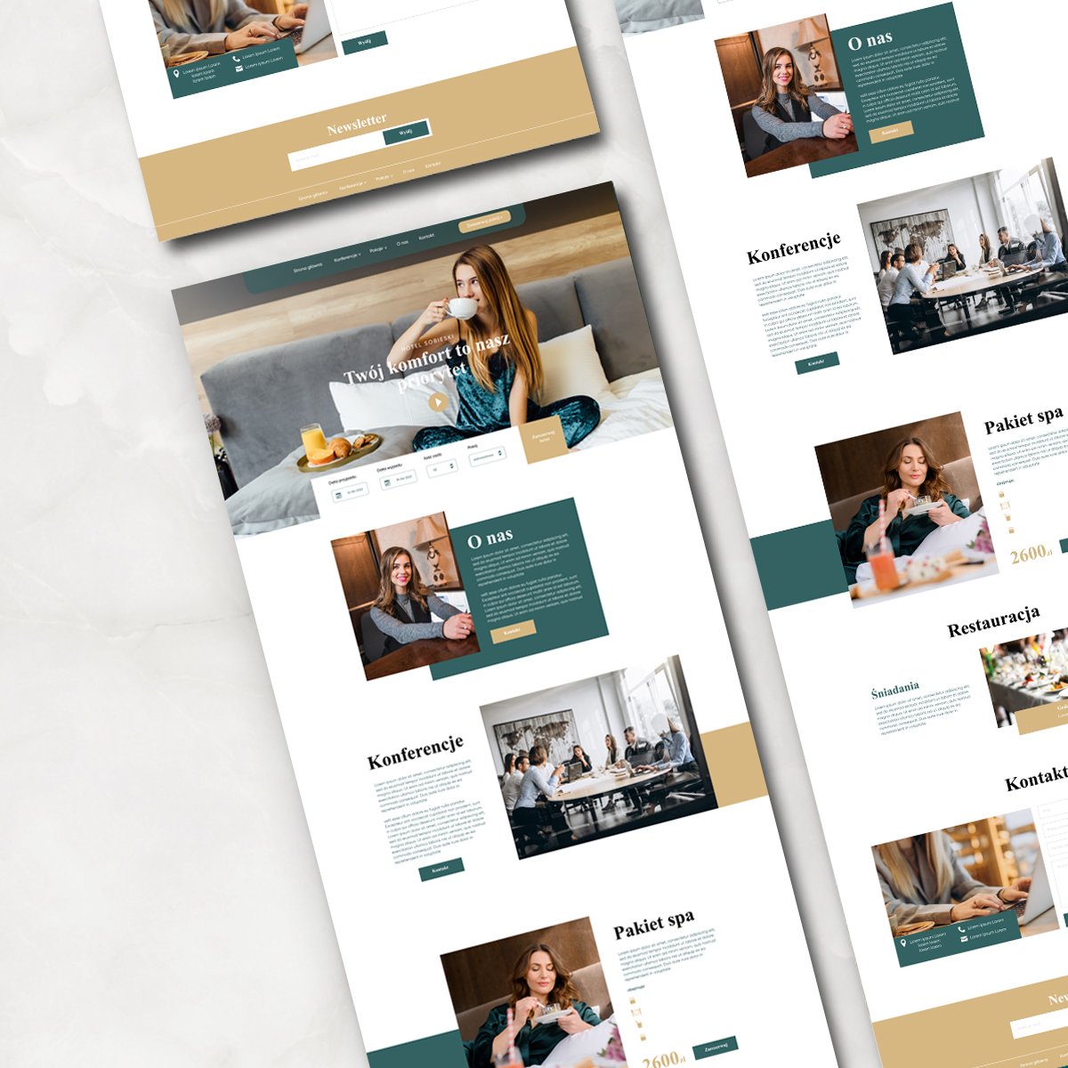 Projekt strony internetowej hotelu i restauracji z prezentacją oferty